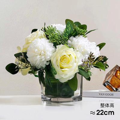 仿真花酒店会议室桌面装饰摆件假花玫瑰套装客厅餐桌绿植盆栽摆设