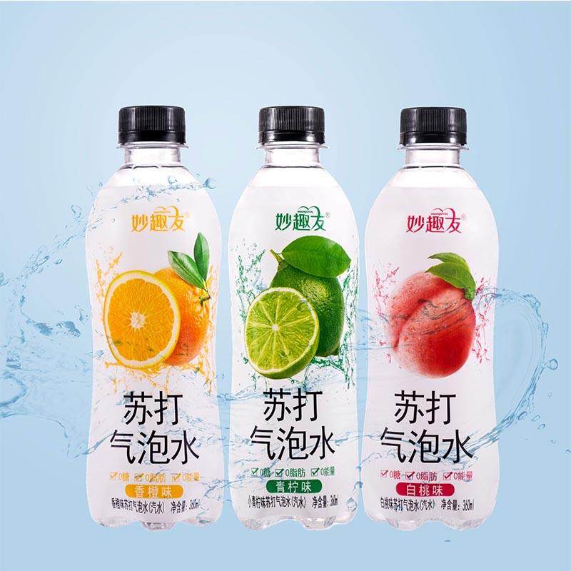 速发妙趣友果味饮料气泡水360ml*6瓶白桃青柠香橙多口味0糖0脂0卡