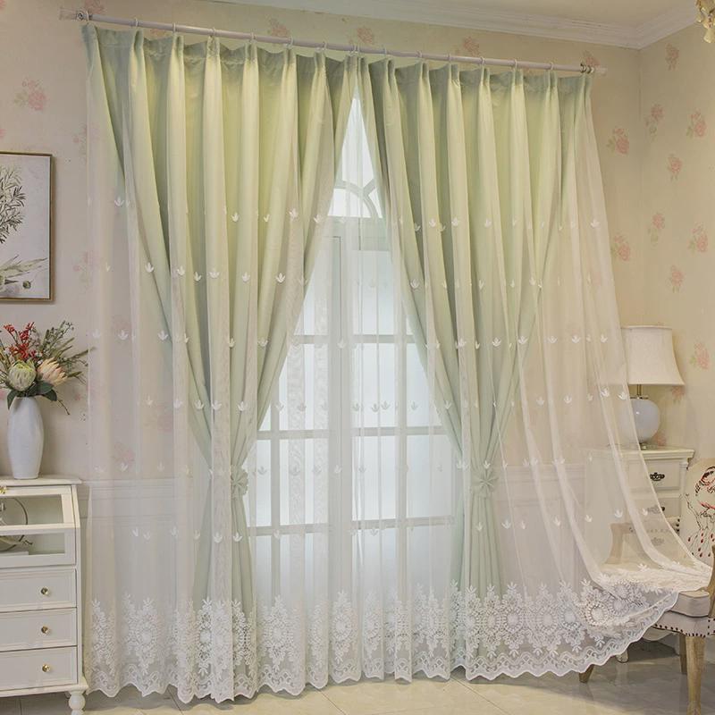 儿童ins风2024新款卧室女孩式挂钩款房间窗帘网红公主风双层遮光