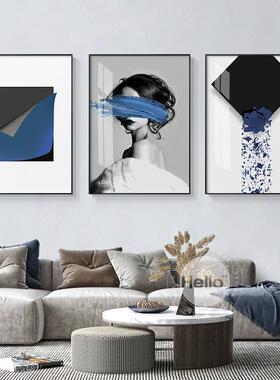 PK7J蓝色卧室装饰画现代简约客厅抽象艺术挂画意式极简风床头房间