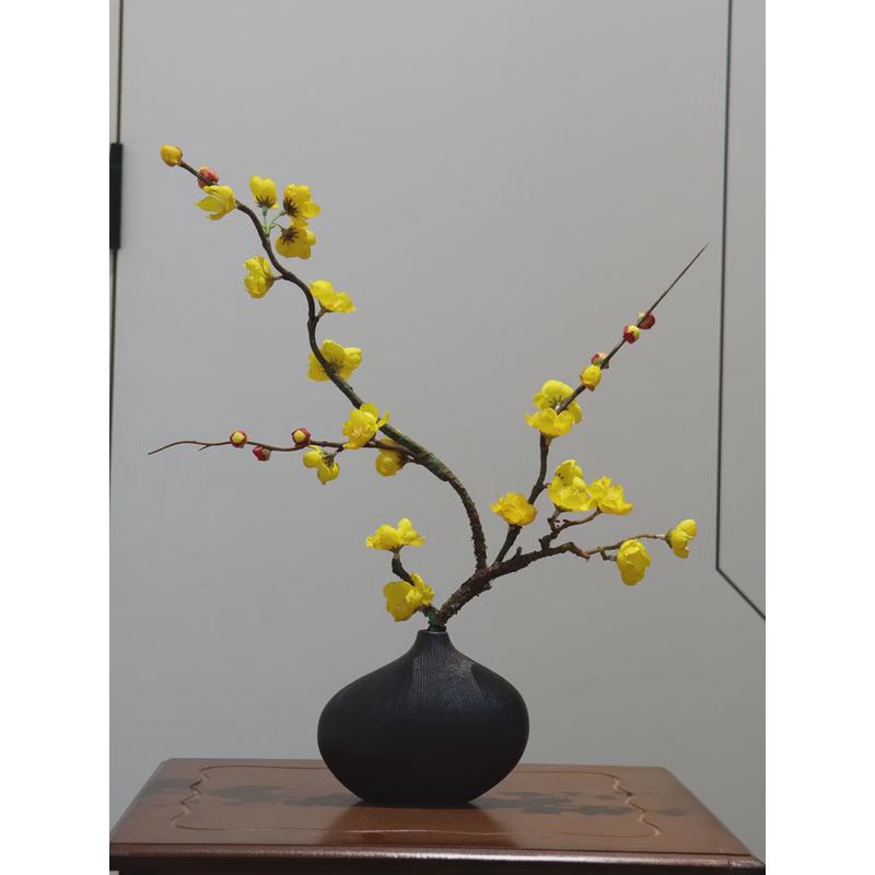 新中式梅花腊梅手工绢花假花插花套装桌面摆放装饰品花艺摆件