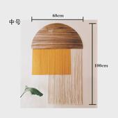 北欧现代简约风木质流苏壁毯挂毯波西米亚民宿手工装 饰品壁挂