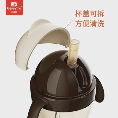 贝因爱广口ppsu滑盖水杯7.2cm口径儿童吸管杯宝宝学饮杯水壶3新品