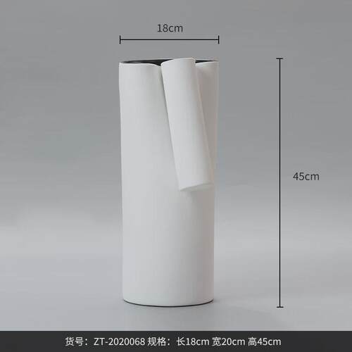 博西家居装饰感中古复古白色摆件花瓶现代陶瓷美式轻古风高级欧