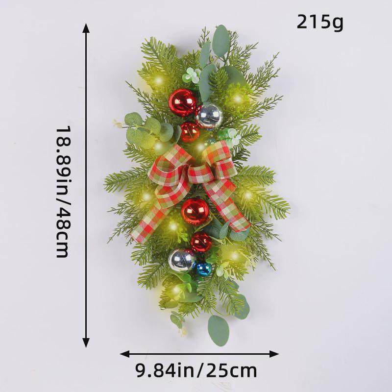 新品蝴蝶结花环港之恋圣诞倒挂树花环楼梯走廊圣诞装饰道具