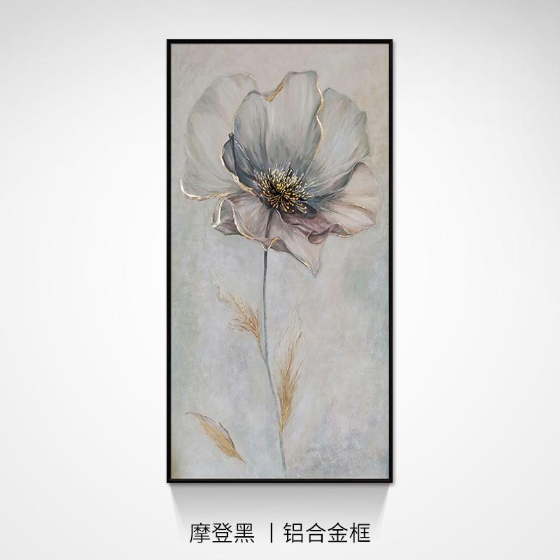 手绘油画花卉玄关画现代轻奢竖版落地挂画走廊过道正对门装饰画
