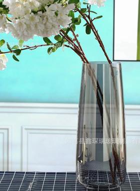 现代简约特大号富贵竹极光ins摆件玻璃花瓶水养插花客厅落地幻彩