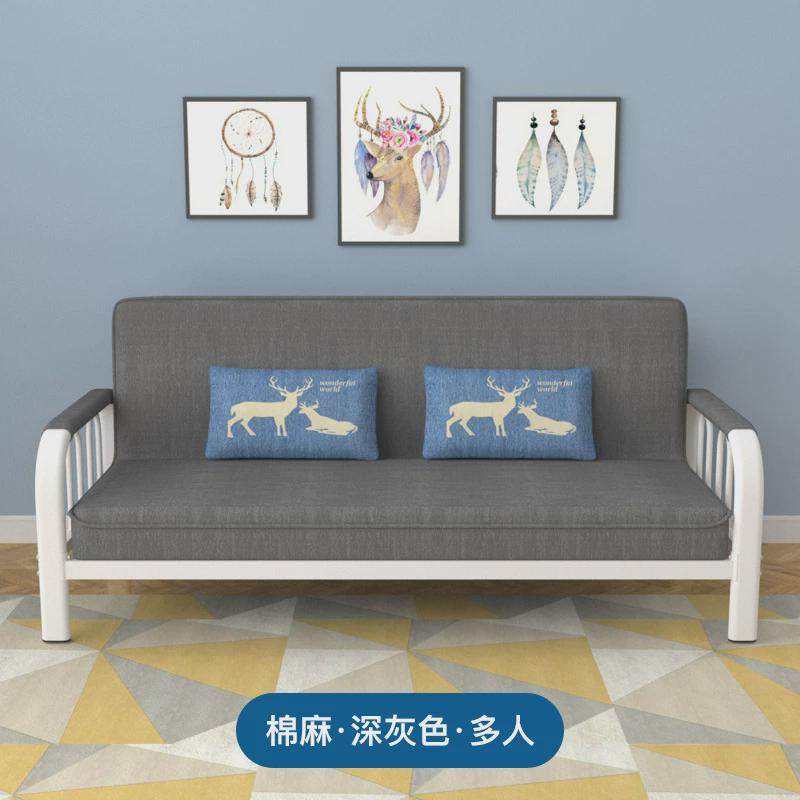 布艺沙发双人小户型出租房多功能三人单客厅可折叠沙发床两用简易