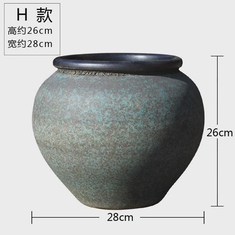 禅意干支粗陶罐插花器复古落地大号摆件酒店大花瓶庭院花盆坛子缸