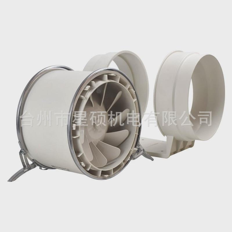 厂家塑料管道纯铜hf100直供风机圆形斜流抽风机于车间卫生间通风