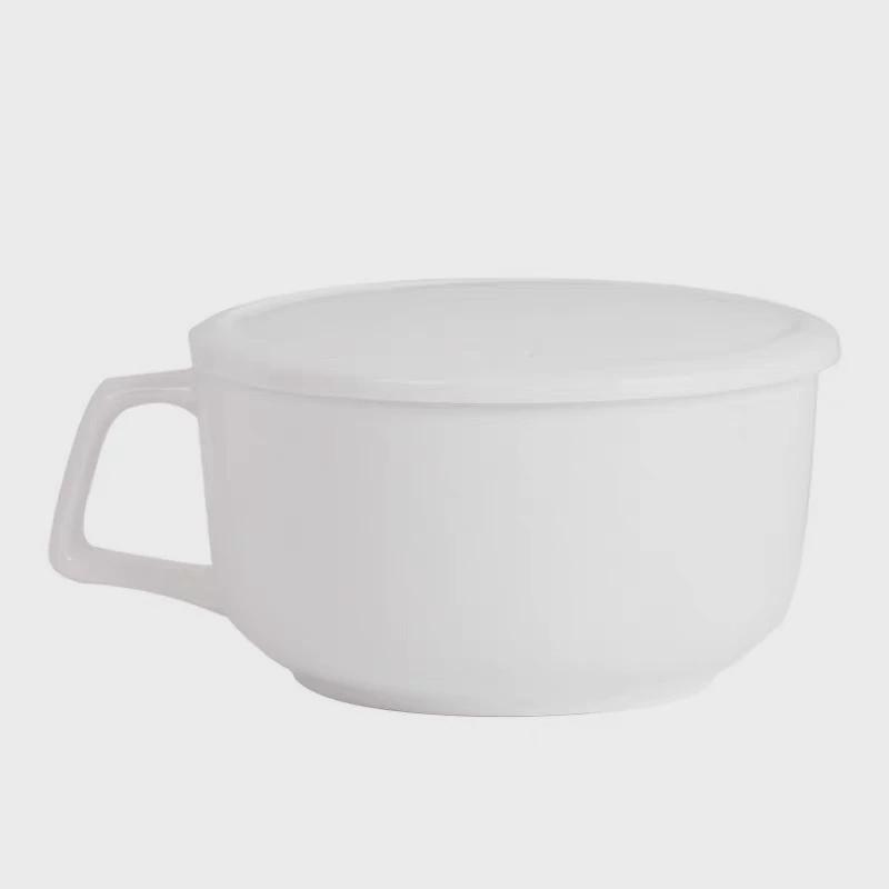 唐山骨瓷餐具带把碗骨瓷碗带盖家用泡面碗防烫手柄碗骨瓷单柄碗