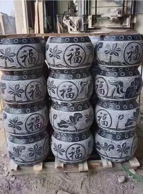 厂家加工供应青石柱顶石花岗岩石柱防墩古雕花石鼓柱子空心底