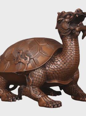 【紫铜龙头龟】紫铜龙龟摆件工艺品龙头龟装饰品开业礼品