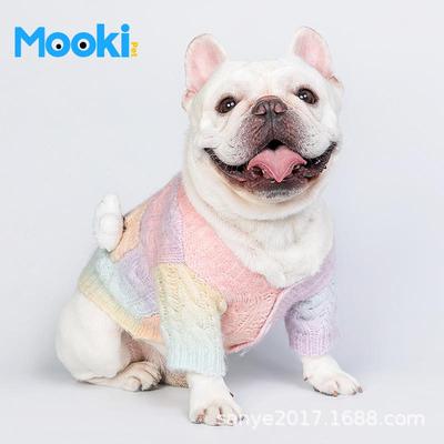 mookipet猫狗衣服宠物毛衣新款狗狗衣服秋冬渐变炫彩开衫扎染毛衣