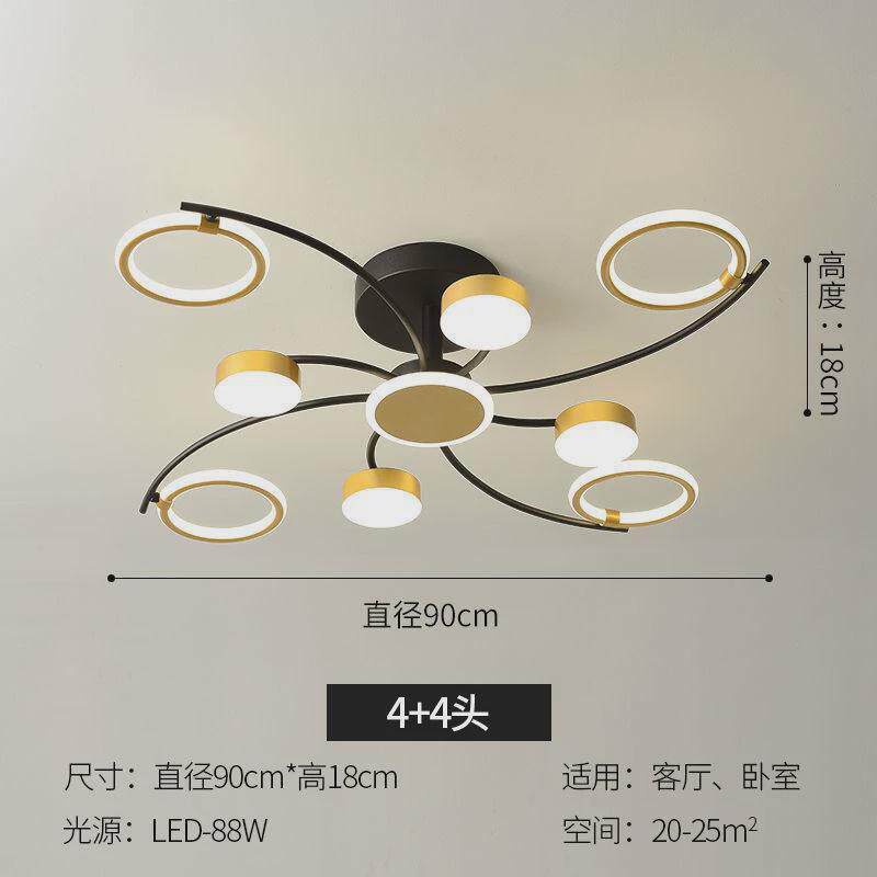 现代简约北欧卧室新款客厅铁艺吊灯ins网红餐厅灯大气几何吸顶灯