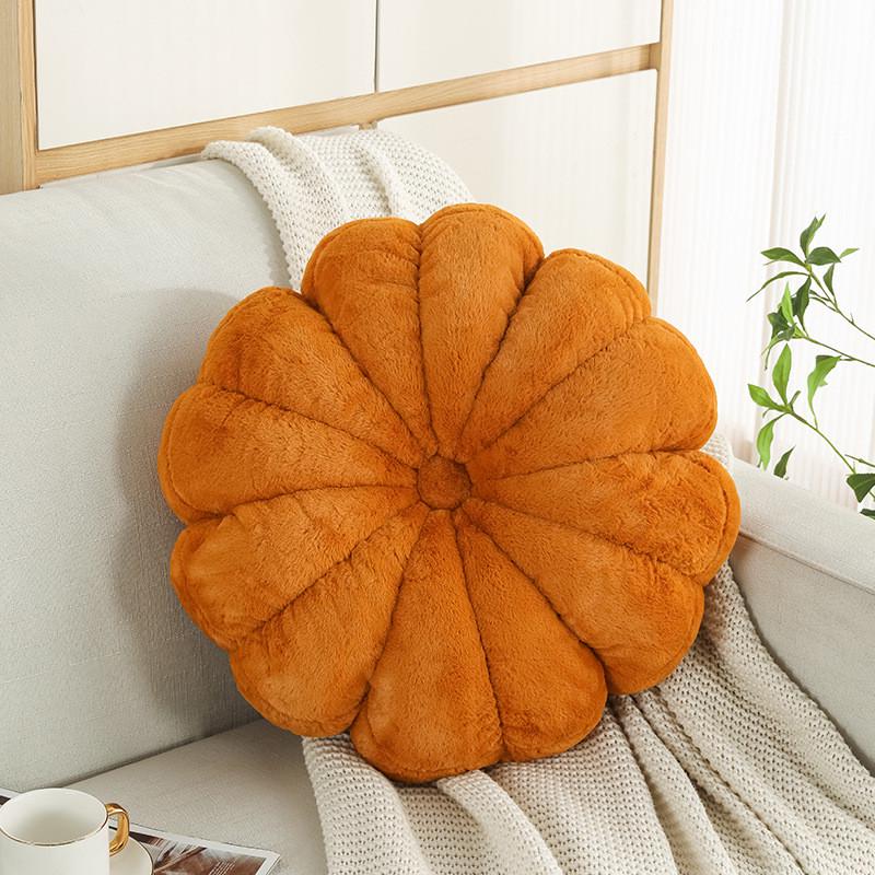 北欧ins小兔毛南瓜坐垫蒲团手工褶皱沙发床头靠垫办公室飘窗抱枕