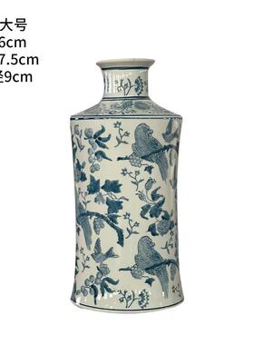 新中式陶瓷花瓶摆件玄关客厅样板房酒店软装饰品青花瓷摆件花瓶