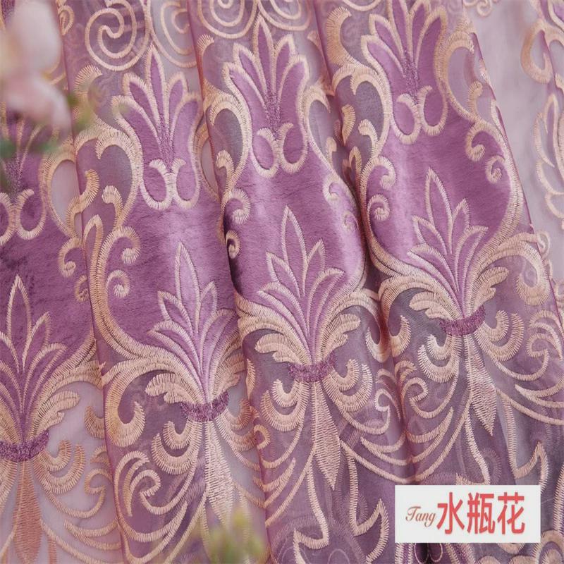 新款加厚欧式雪尼尔绣花全遮光窗纱客厅卧室阳台窗帘窗帘成品加工