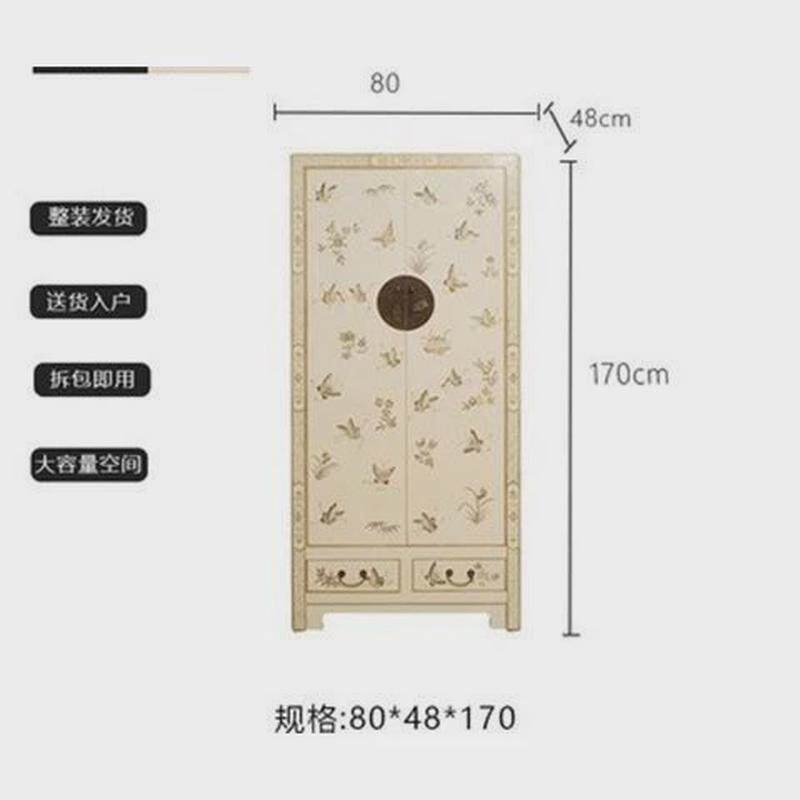 彩绘实木衣柜中式整体衣柜家用复古储物收纳柜明清古典卧室置物柜