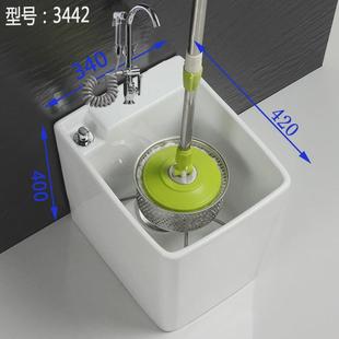 小号不新品 智能陶瓷拖把池方形拖布池阳台家用清洗盆地拖桶迷你款