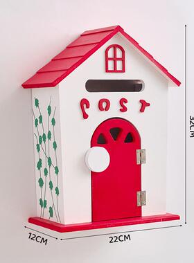 包邮幼儿园家居壁饰信报箱意见箱挂墙田园彩绘木质民便信箱学校收
