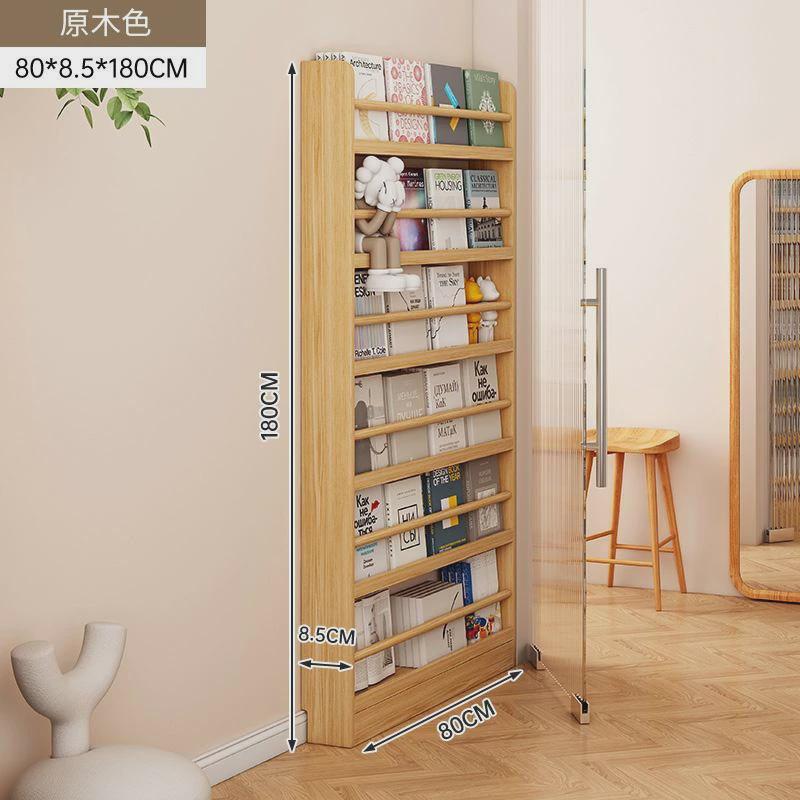 门后置物架实木儿童书柜靠墙柜收纳柜子门后薄免打孔夹缝简易木架