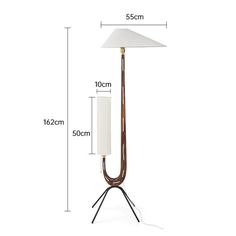 中古设计师款复古现代落地灯长颈鹿双头氛围灯实木客厅沙发立式灯