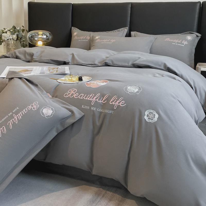 轻奢磨毛刺绣高级感绣花四件套亲肤柔软可裸睡床单被套床上用品