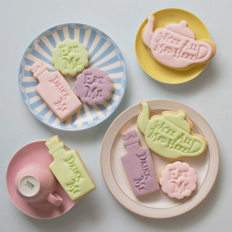 Eat Me Cake Cutter Alice In Wonderland Crazy Teapot Drink Me