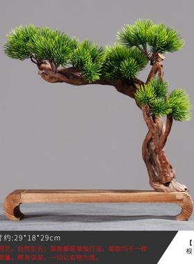 新中式客厅工艺品创意木制装饰禅意小和尚摆件木头玄关茶几迎客松