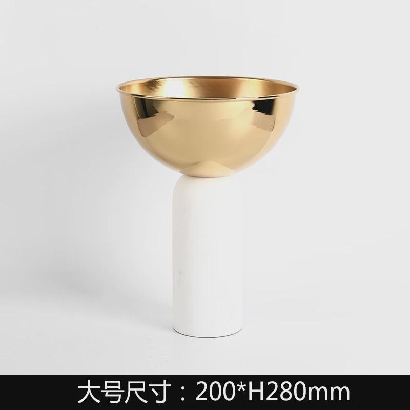 家居饰品创意北欧样板房客厅大理石插花器轻奢个性果盘电视柜摆件