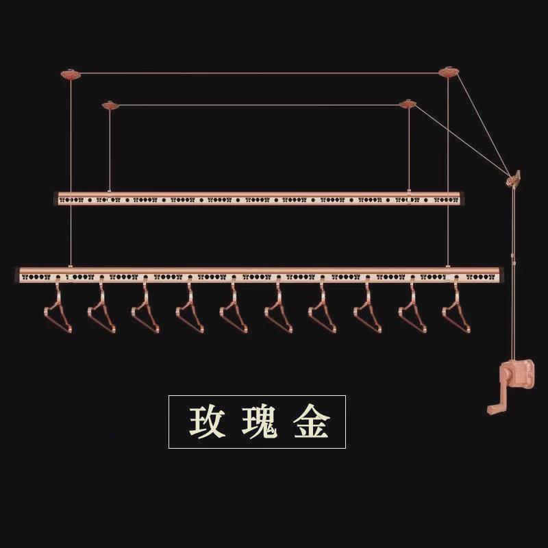 被阳台手摇折叠双杆式晾衣杆室内家用加厚晒升降晾衣架手动凉衣架