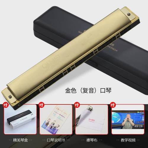 宽口琴28孔奇美音域复音c调口琴初学者学生自学专业演奏重音口琴