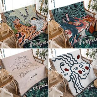 棉线毯沙发巾垫罩四季盖毯防滑沙发垫盖布租房民宿装饰挂毯