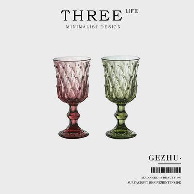 Tlife·Gezhu·酒具中古风欧式复古浮雕高脚杯玻璃葡萄酒杯 |格珠