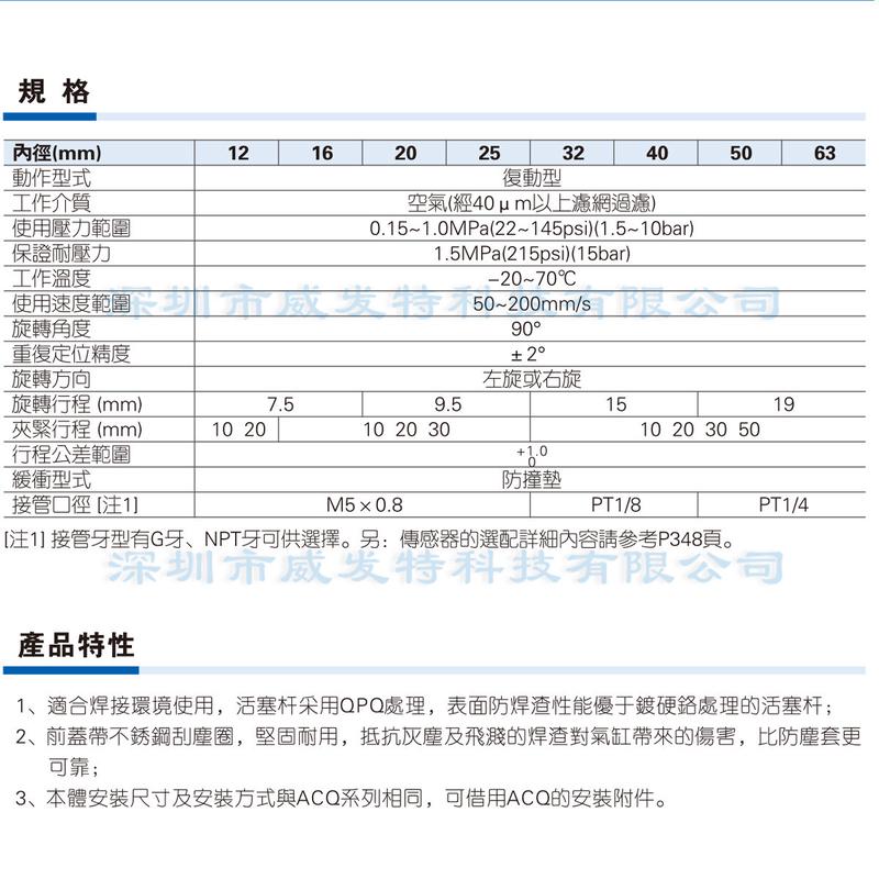 热销QCKL12X10SMQCKR12X10SM亚德客回转夹紧气缸不带摆臂
