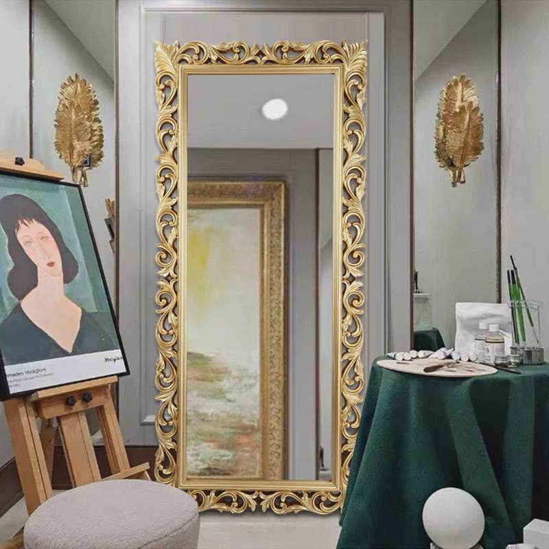 镂空雕花法式复古镜子欧式穿衣镜家用壁挂大全身镜服装店试衣镜子