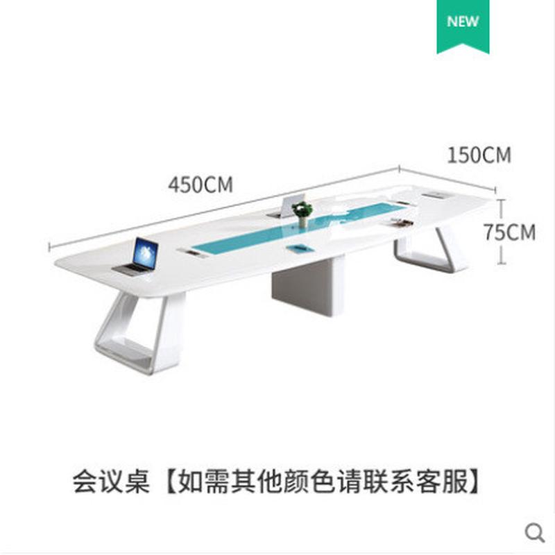 烤漆会议桌长桌简约现代白色办公大型培训长条桌洽谈桌椅组合桌子