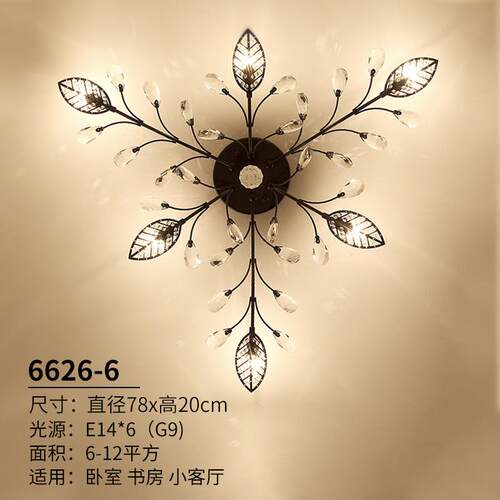 美式水晶吸顶灯客厅灯现代简约欧式创意个性花形led卧室餐厅灯具