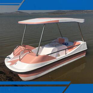 新款脚踩水上脚踏船公园游船景区游乐船艇玻璃钢四人船