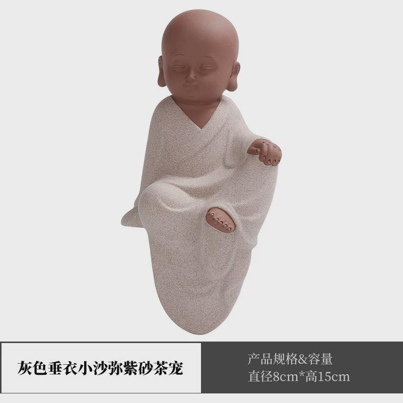 5dbj功夫茶摆件禅意可爱不看不听不说小和尚茶宠紫砂小沙弥陶