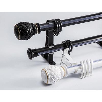 北欧罗马杆窗帘杆黑色单杆双杆顶装轨道杆子打孔铝合金加厚