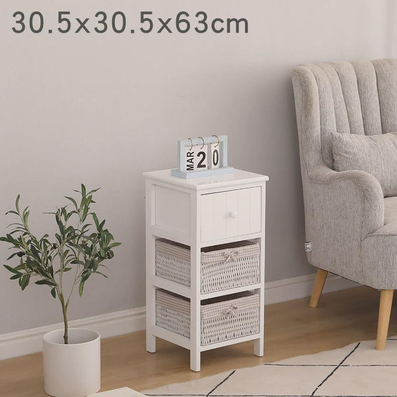 实木藤编迷你床头柜子收纳25cm卧室宽边柜小户型超窄简约夹缝斗柜