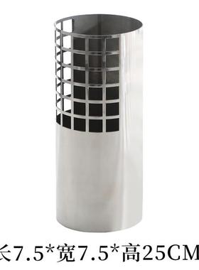 现代简约轻奢花器金属镂空花瓶摆件房间售楼处软餐桌圆柱花器样板