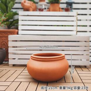 厂家直供跨境大口径陶瓷花盆红陶园艺摆件吸水透气粗陶盆红陶花盆