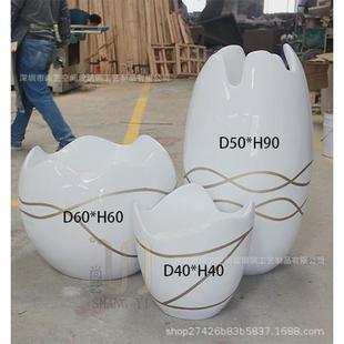 玻璃钢花盆组合园林简约椭圆线条落地花钵户外商场售楼部美陈花器