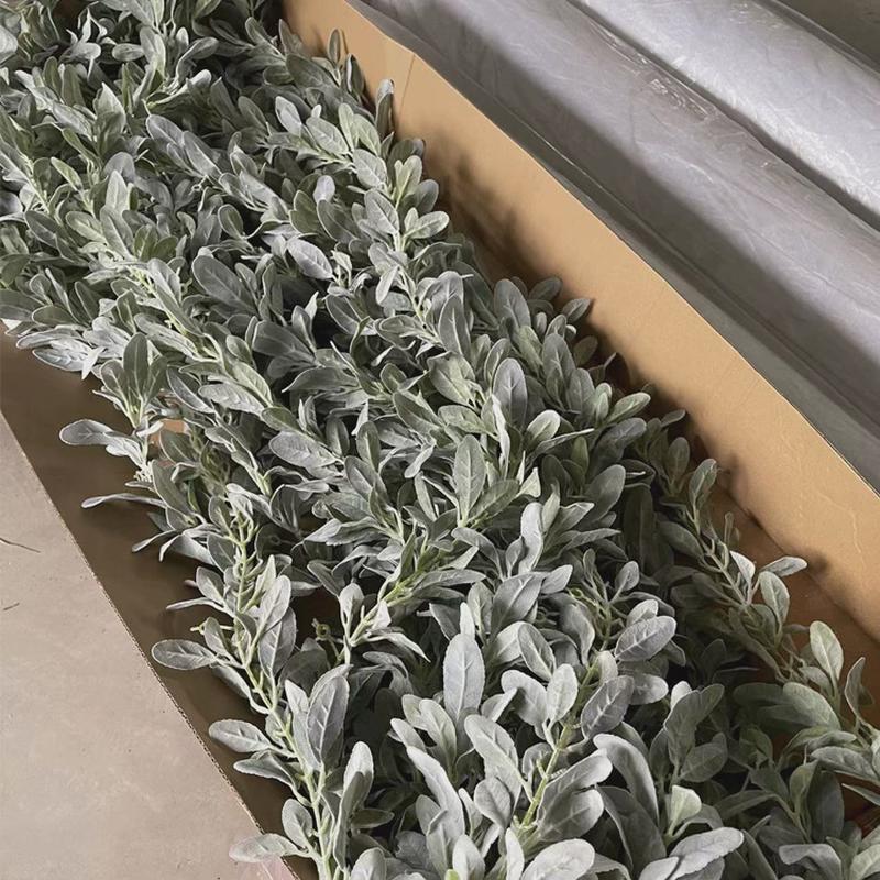 热销绒植仿真兔耳叶藤条商场婚礼万圣节圣诞家居壁挂装饰羊耳叶假