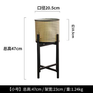 创意仿藤编铁艺花架室内客厅假绿植落地盆栽装饰花盆造景软装摆件