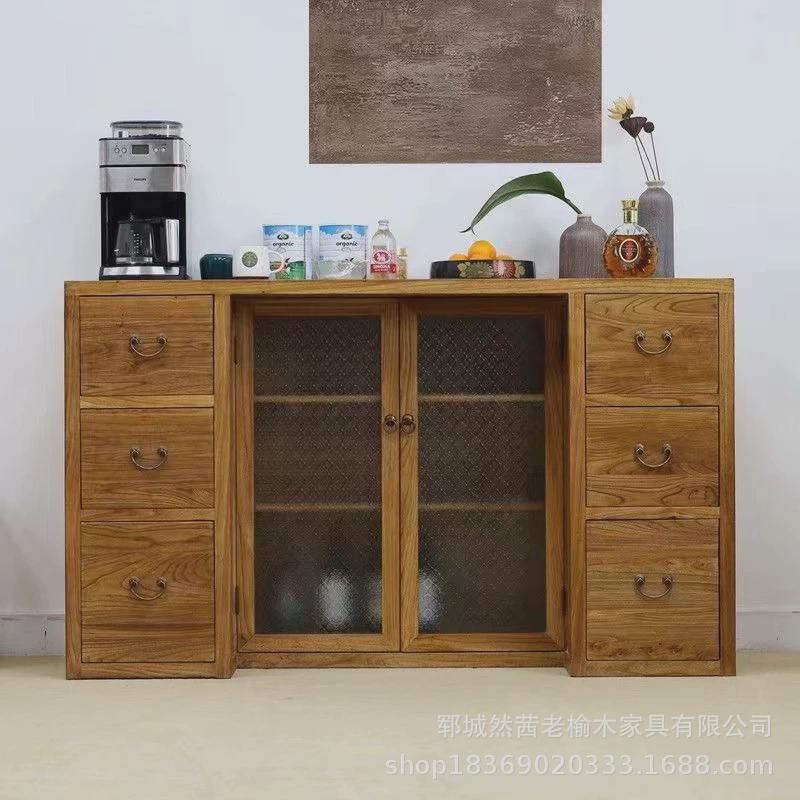 新中式老榆木斗柜抽屉式多层茶叶收纳柜茶饼实木客厅餐边柜茶水柜