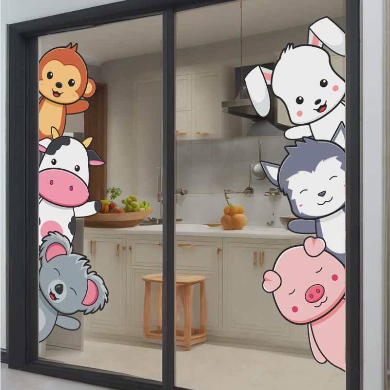 厨房玻璃移门贴纸儿童房幼儿园橱窗户贴画教室可爱卡通装饰静电贴图片